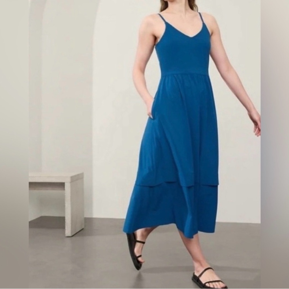 Athleta Teal Strappy Maxi Dress
